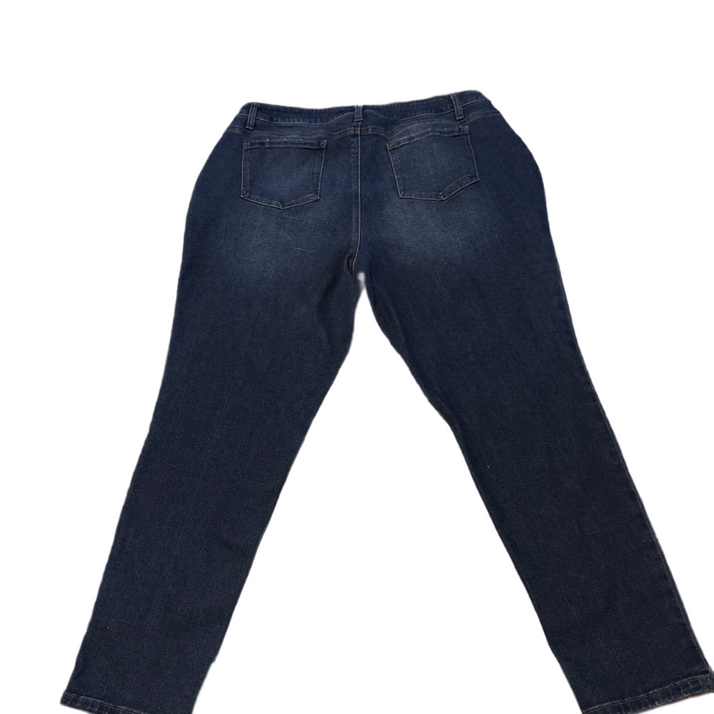 C.EST 1946 Rhinestone Embellished Vintage  Dark Blue Cropped Jeans size 18W -GUC - Picture 3 of 11